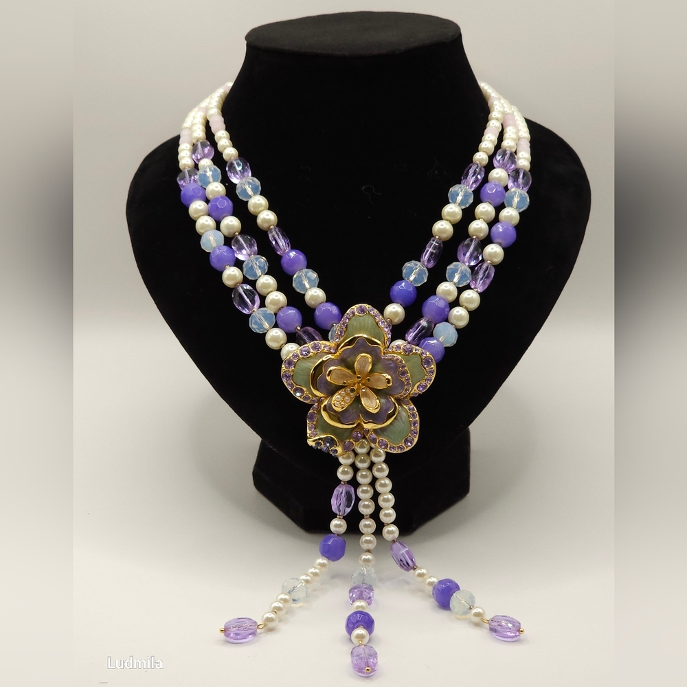 JAY STRONGWATER necklace with‎ removable enamel flower enhancer